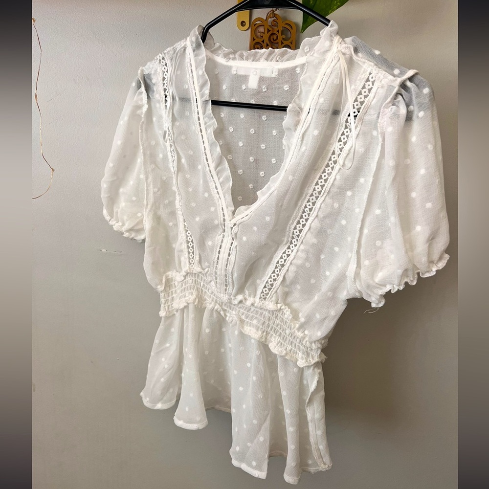 Sheer White Cropped Blouse